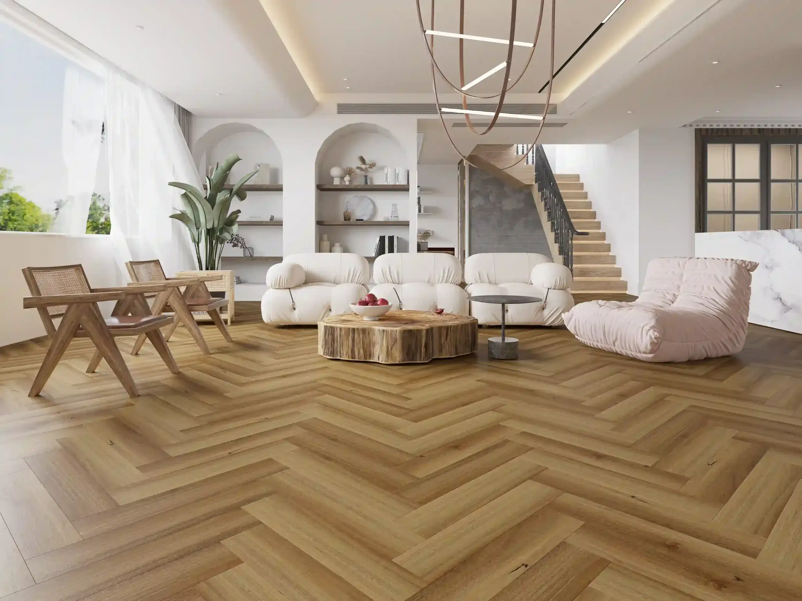 SPC 6.5mm & 9.5mm 13 herringbone natural flooring