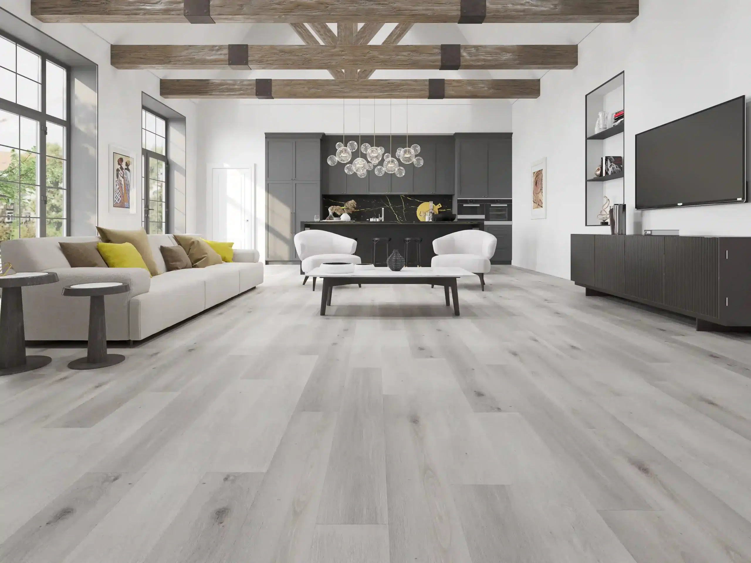 SPC 6.5mm & 9.5mm 21 long plank snow grey spc flooring