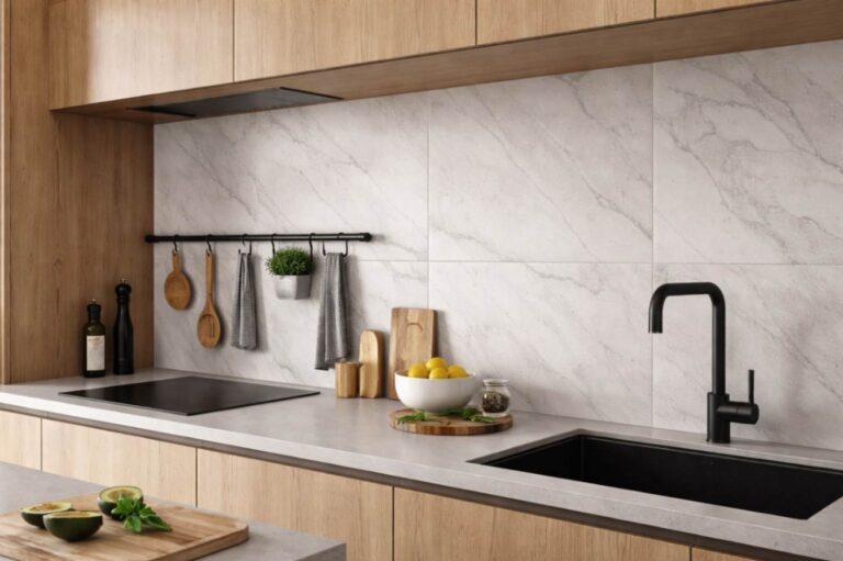 Large format tiles kitchen splashback ideas