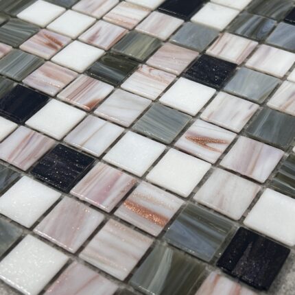 Colourful mosaic tile pattern close-up