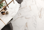 Elegant marble floor with dining table