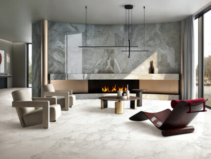 Modern living room with elegant furnishings.