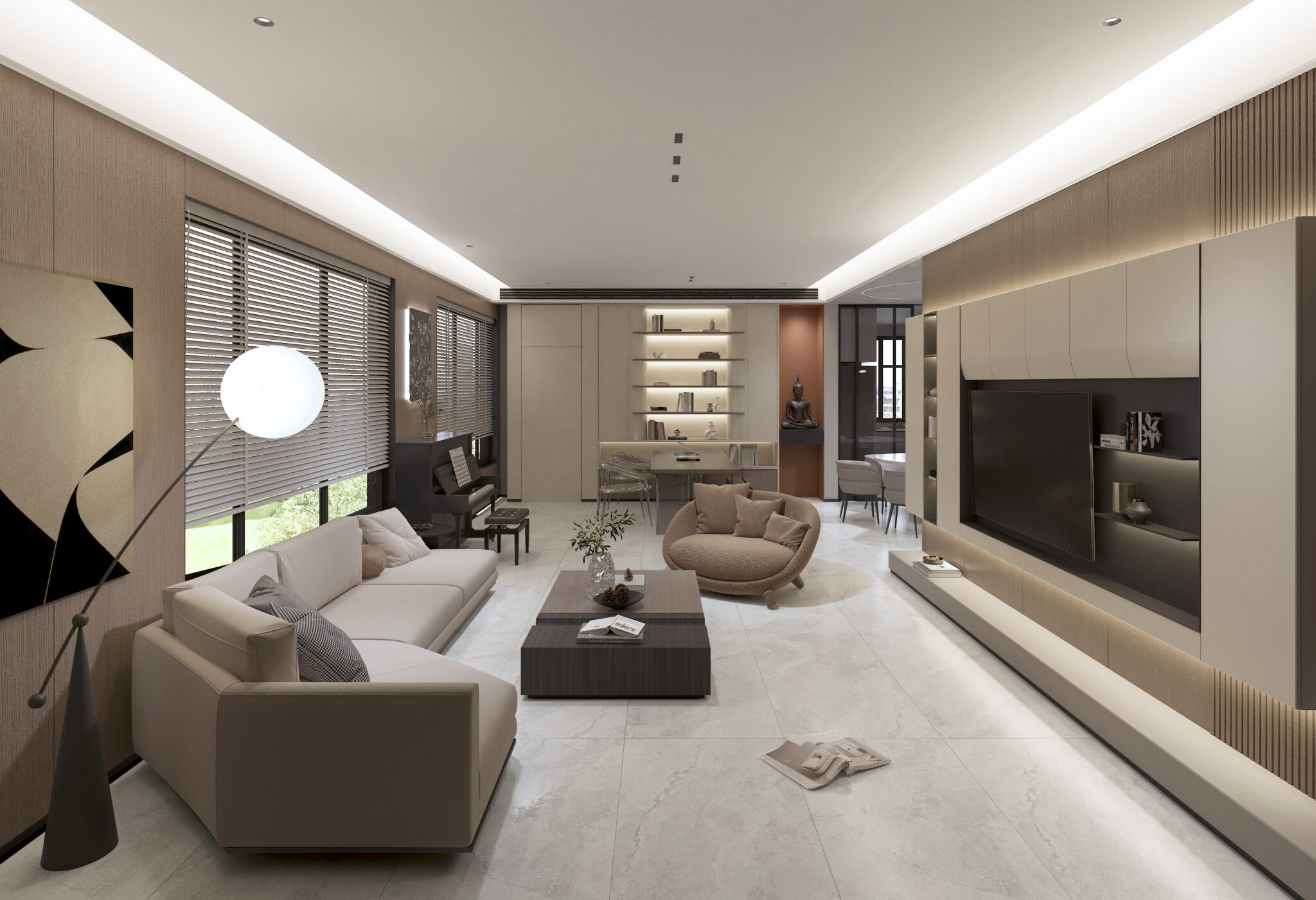 SPQ1507 beige (2) Modern living room with stylish decor