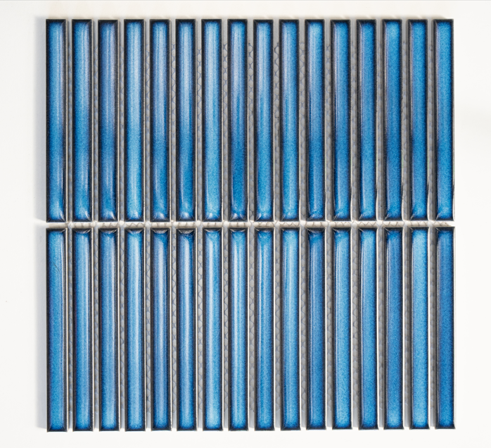 Rows of blue and silver objects