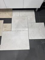 Showroom silver floor tiles